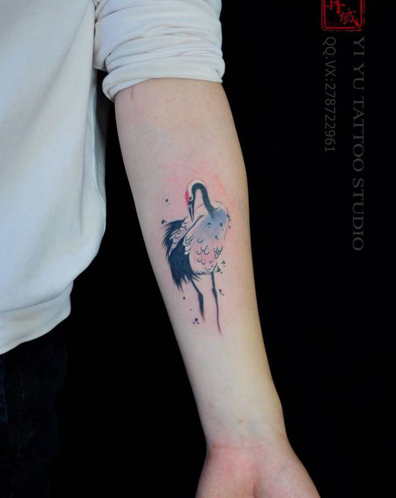 仙鹤纹身图片_手臂纹身图案
