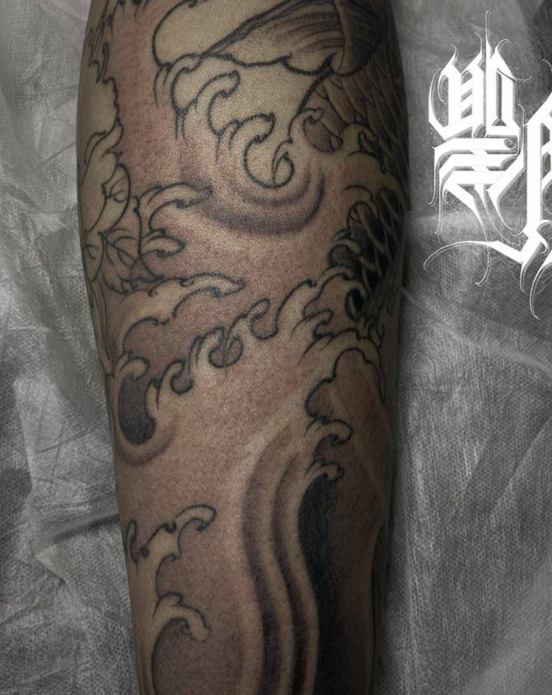 锦鲤纹身图片_腿部纹身图案