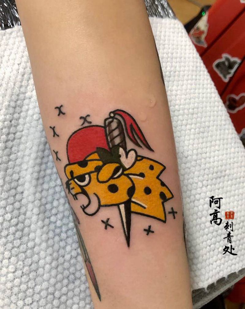 小猎豹纹身图片_手臂Old School纹身图案