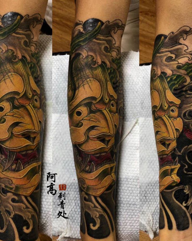 般若包小臂纹身图片_手臂新传统纹身图案