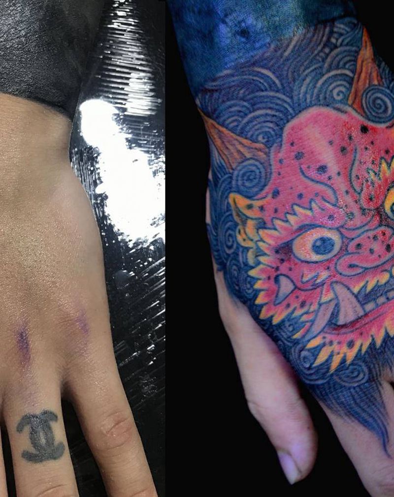 遮盖纹身图片_手部纹身图案