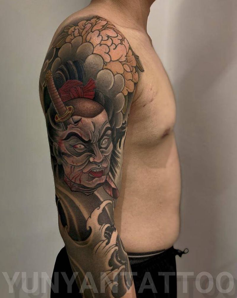 生首纹身图片_手臂新传统生首纹身图案