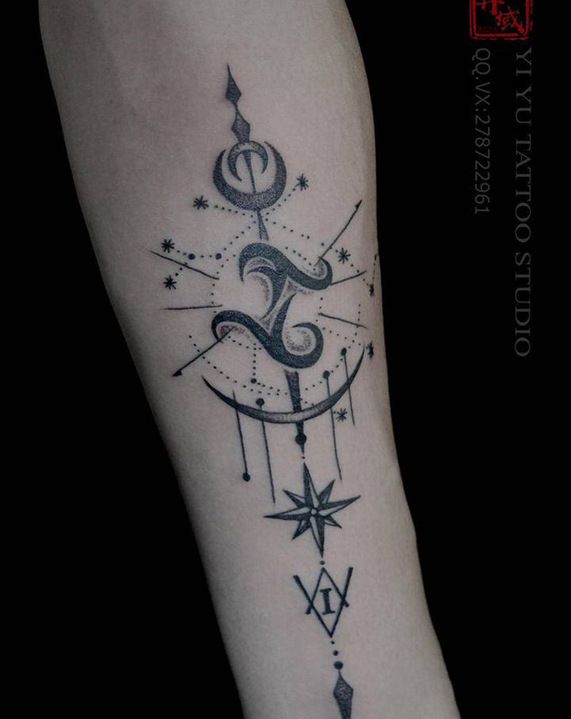 生辰密码纹身图片_手臂纹身图案