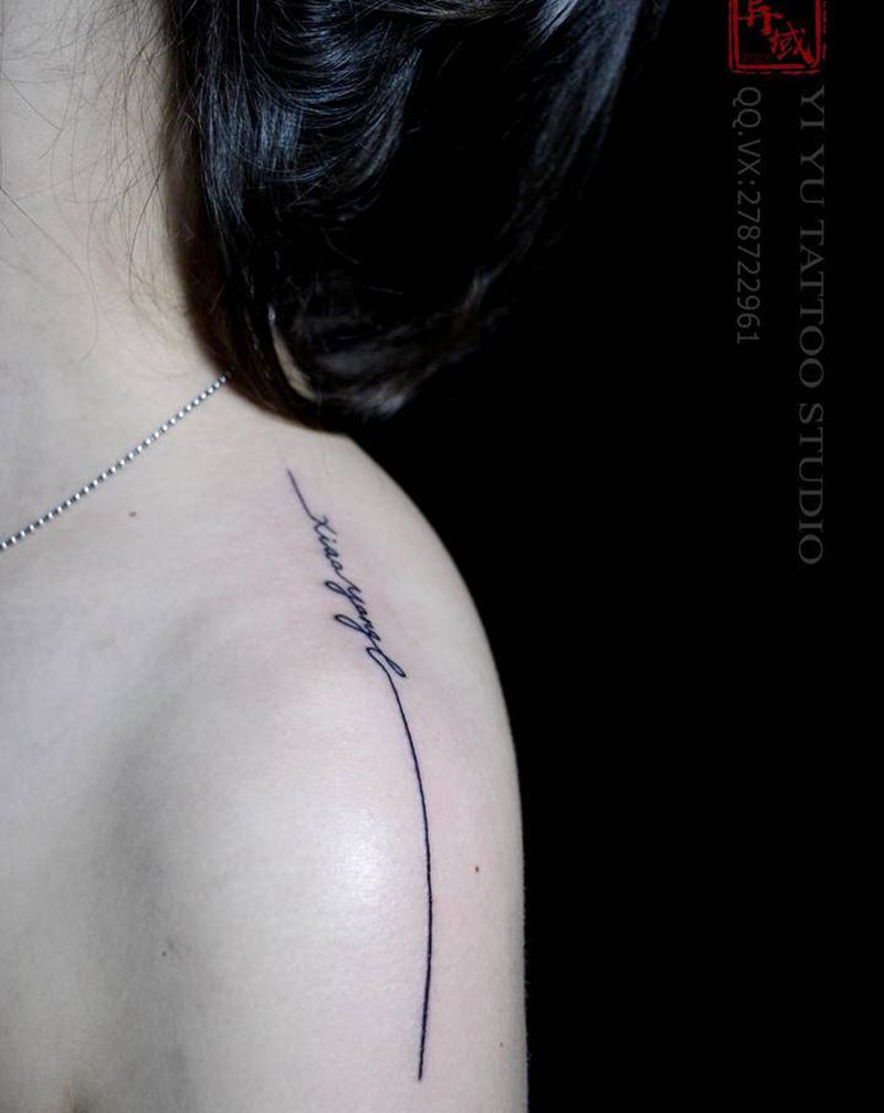 线纹身图片_颈部纹身图案