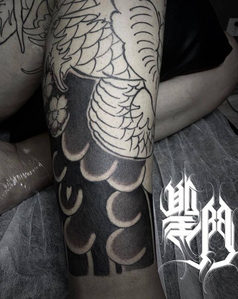 日式老传统纹身图片_腿部老传统纹身图案