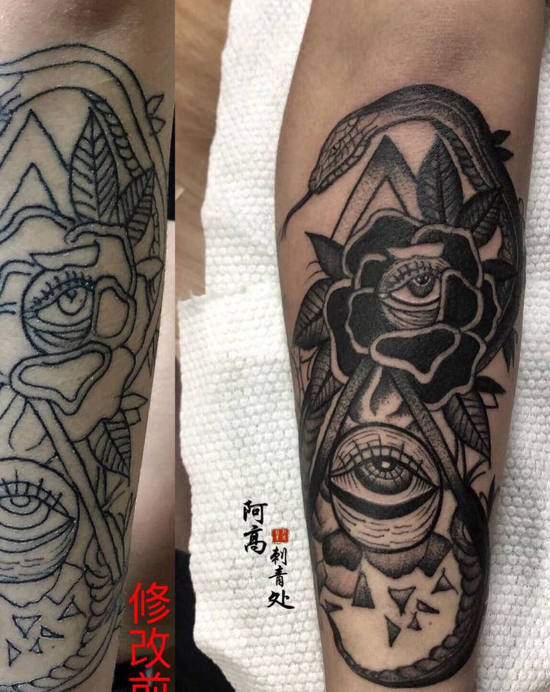 修改纹身图片_手臂点刺纹身图案