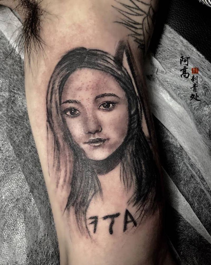 一小时肖像纹身图片_手臂欧美写实纹身图案