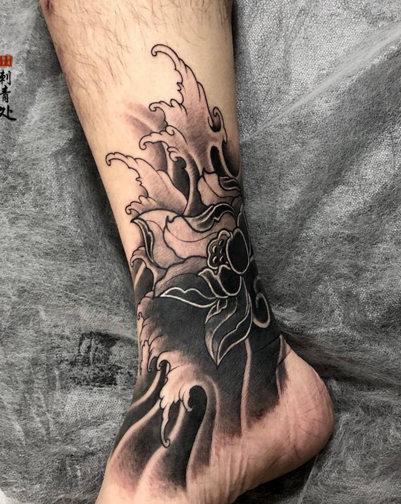 遮盖纹身图片_脚部新传统纹身图案