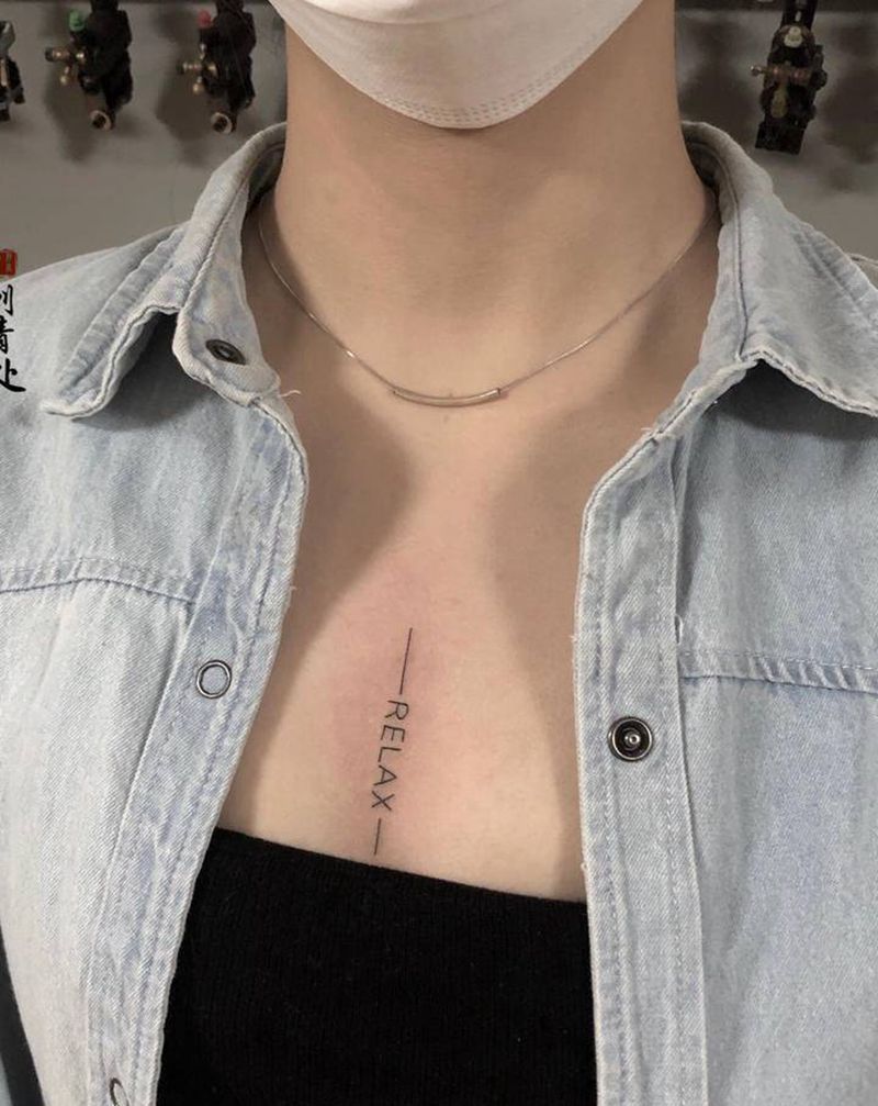 Relax纹身图片_胸部几何纹身图案