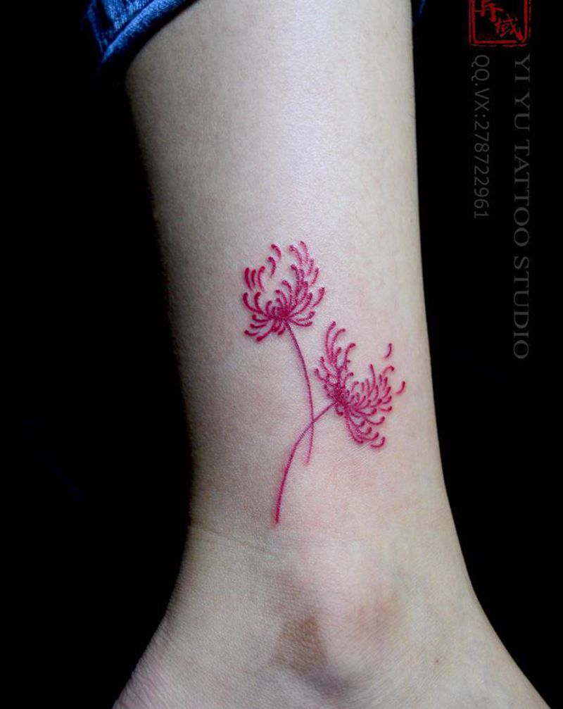彼岸花纹身图片_腿部纹身图案