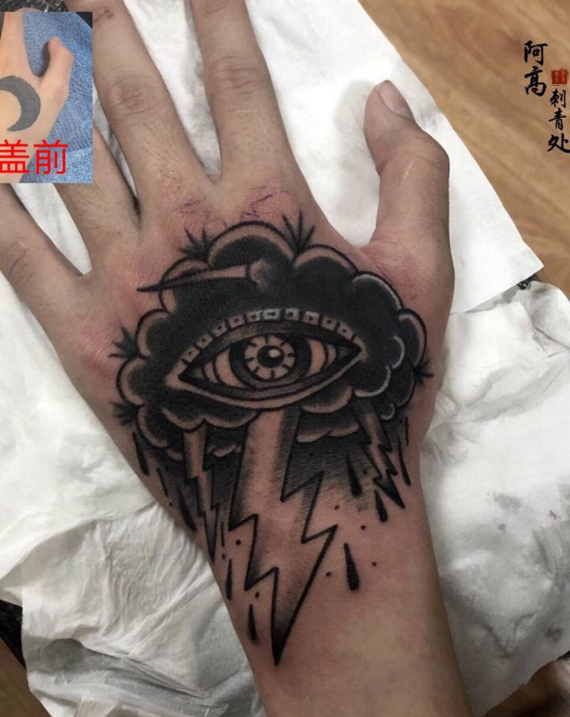 手背遮盖纹身图片_手部Old School纹身图案