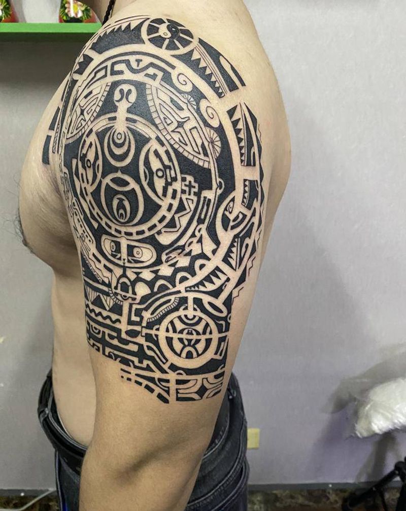 图腾纹身图片_肩部纹身图案