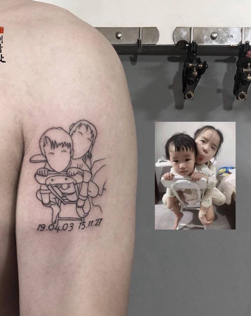 简笔画纹身纹身图片_手臂几何纹身图案