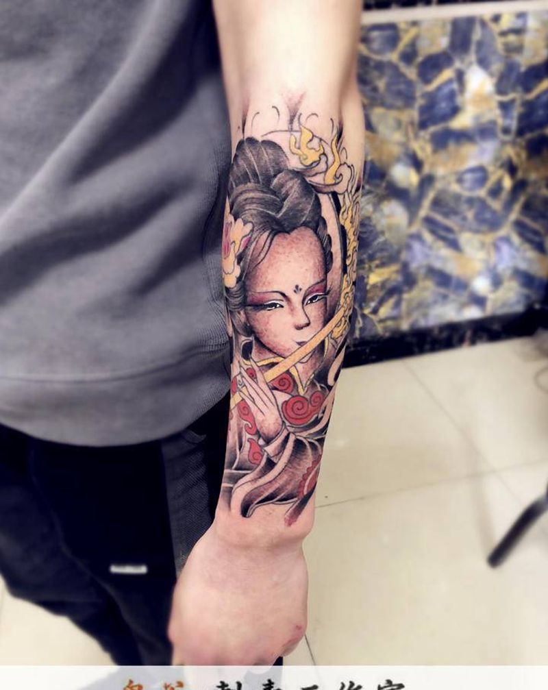 艺妓纹身图片_新传统纹身图案