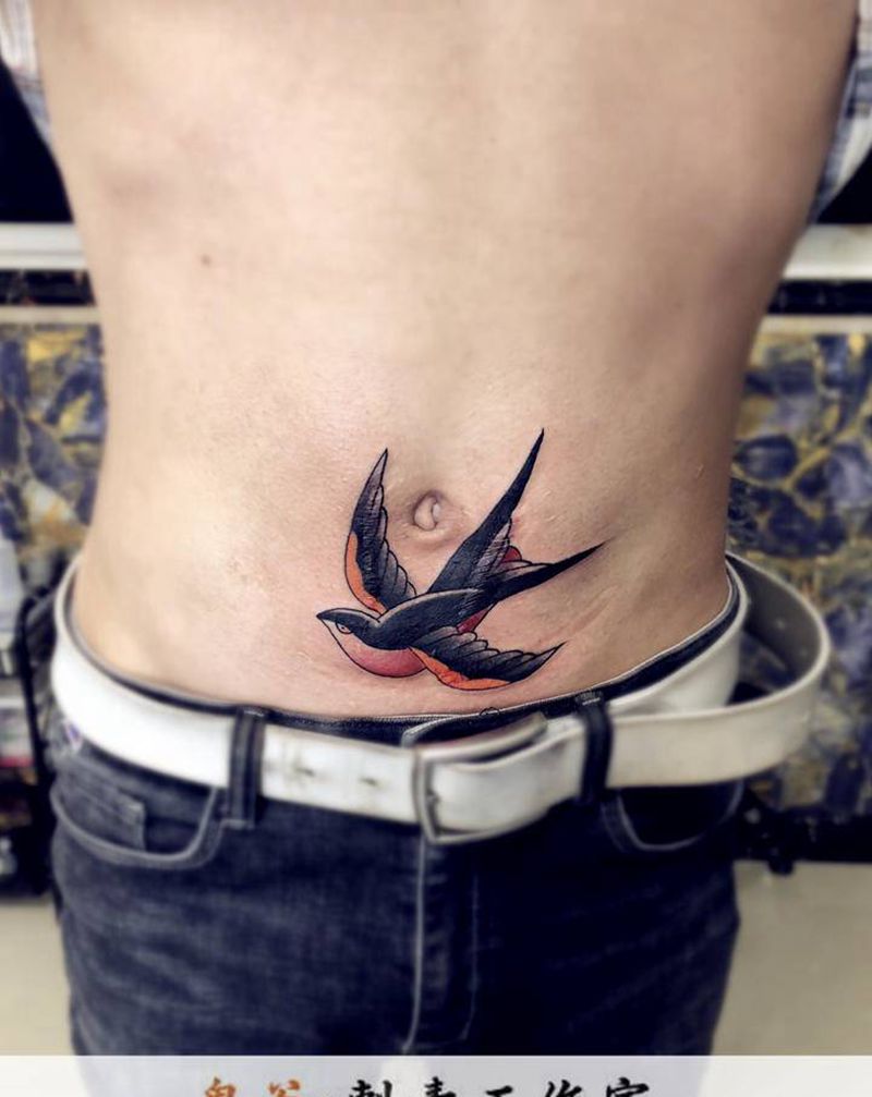 燕子纹身图片_新传统纹身图案