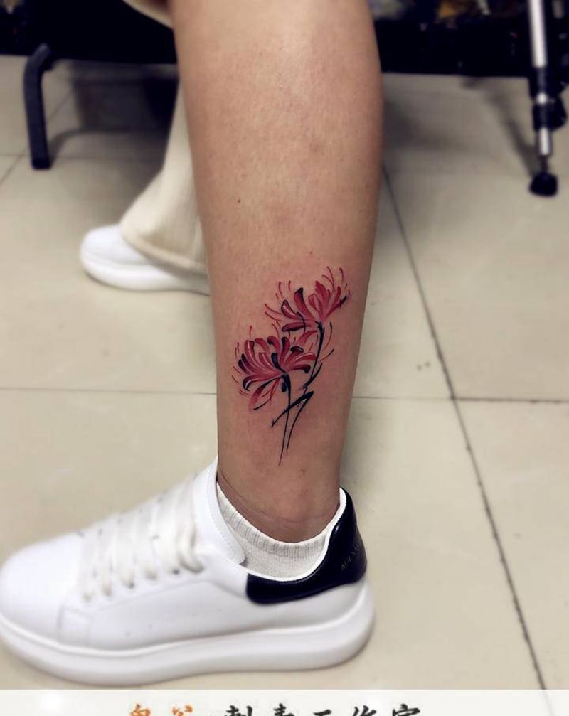 彼岸花纹身图片_新传统纹身图案