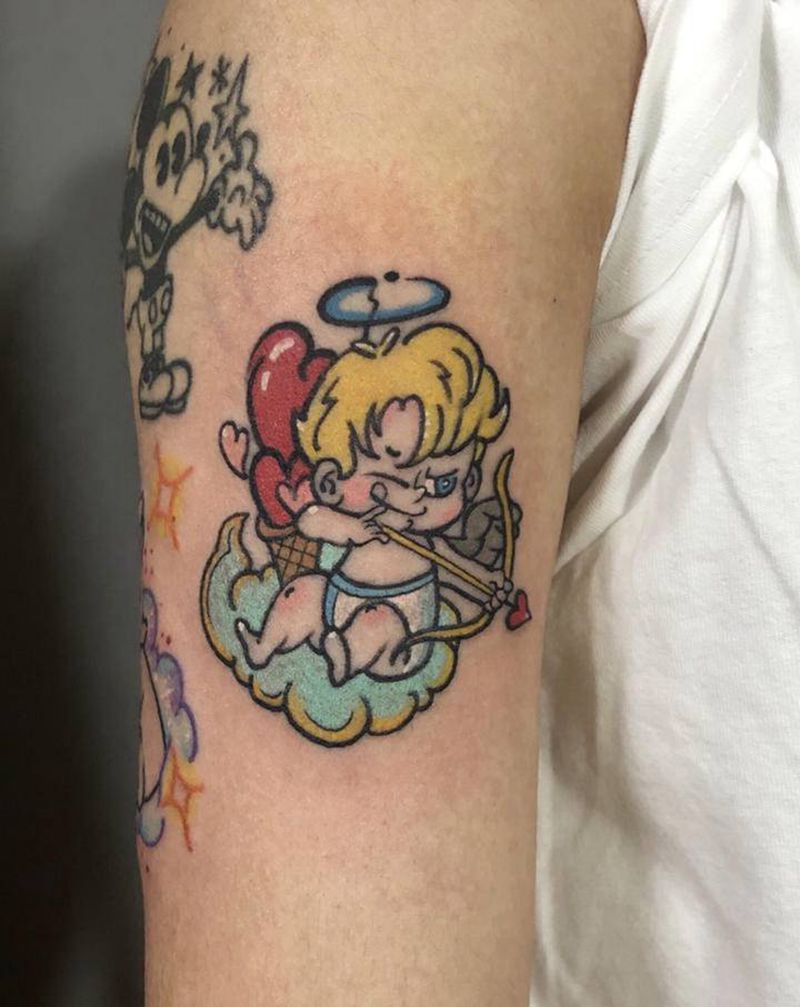 丘比特纹身图片_手臂New School纹身图案