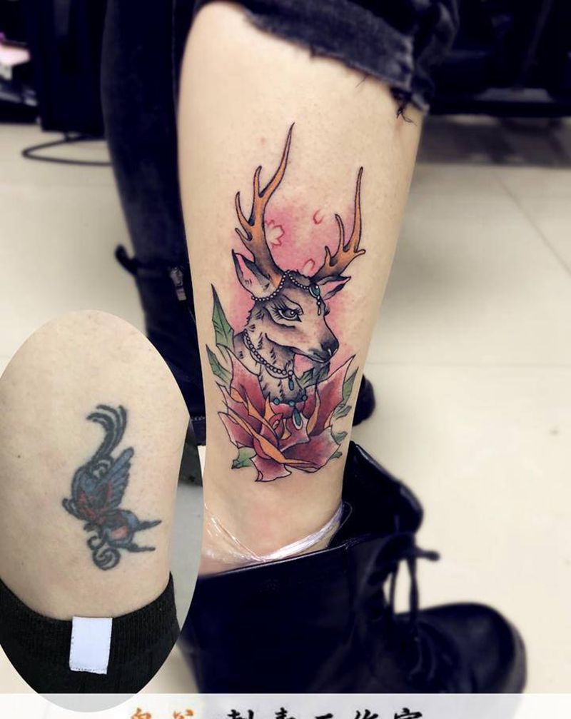 遮盖纹身图片_新传统纹身图案