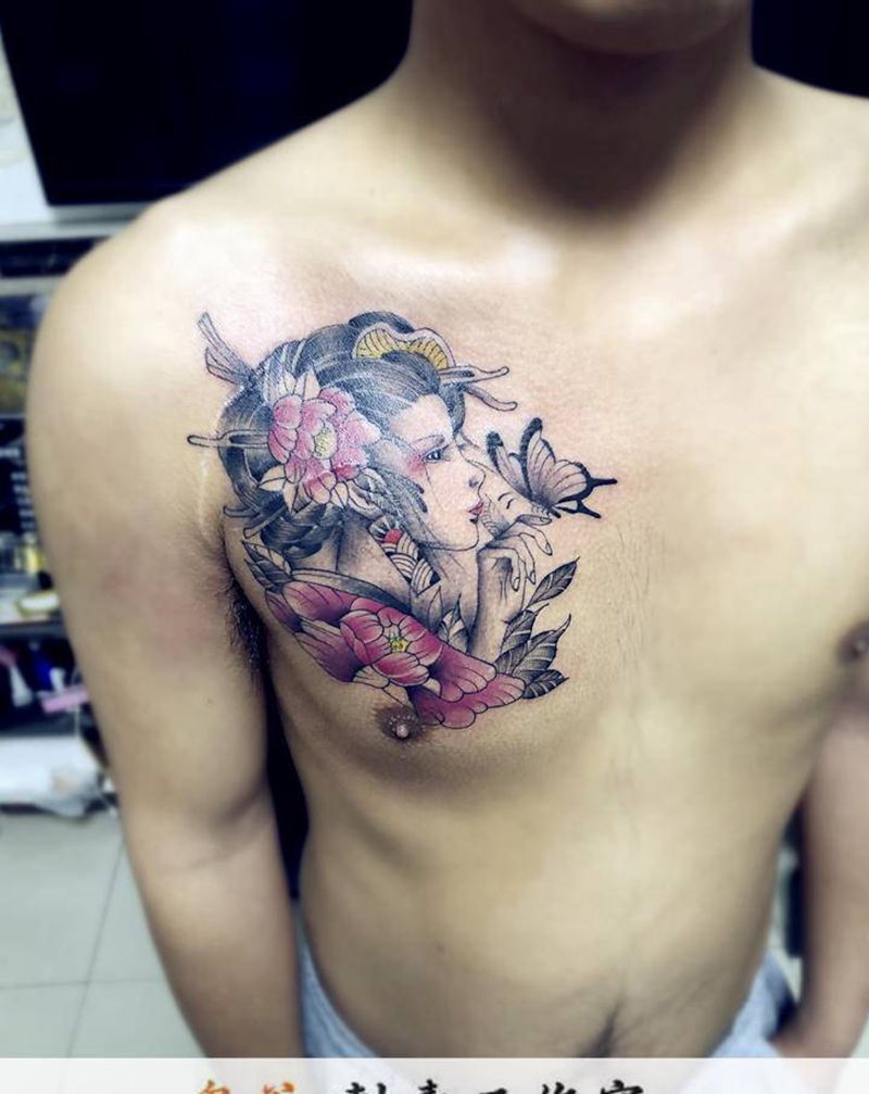 艺妓纹身图片_新传统纹身图案