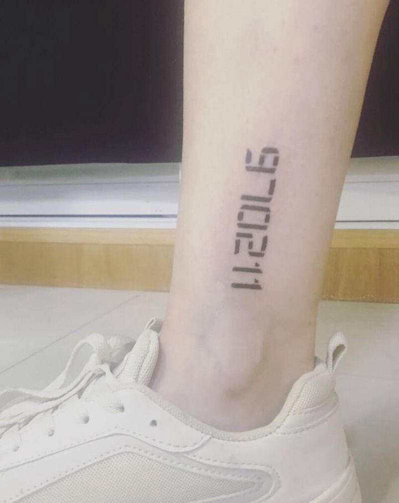 数字纹身图片_腿部纹身图案