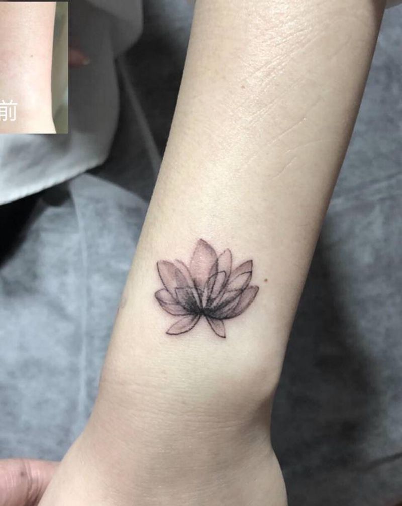 梵花遮盖疤痕纹身图片_手臂点刺纹身图案