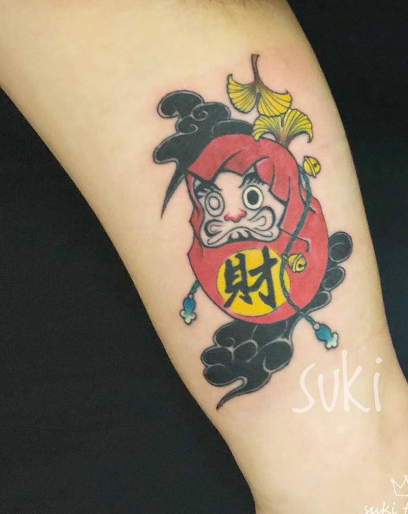 达摩蛋纹身图片_手臂Old School原创纹身图案