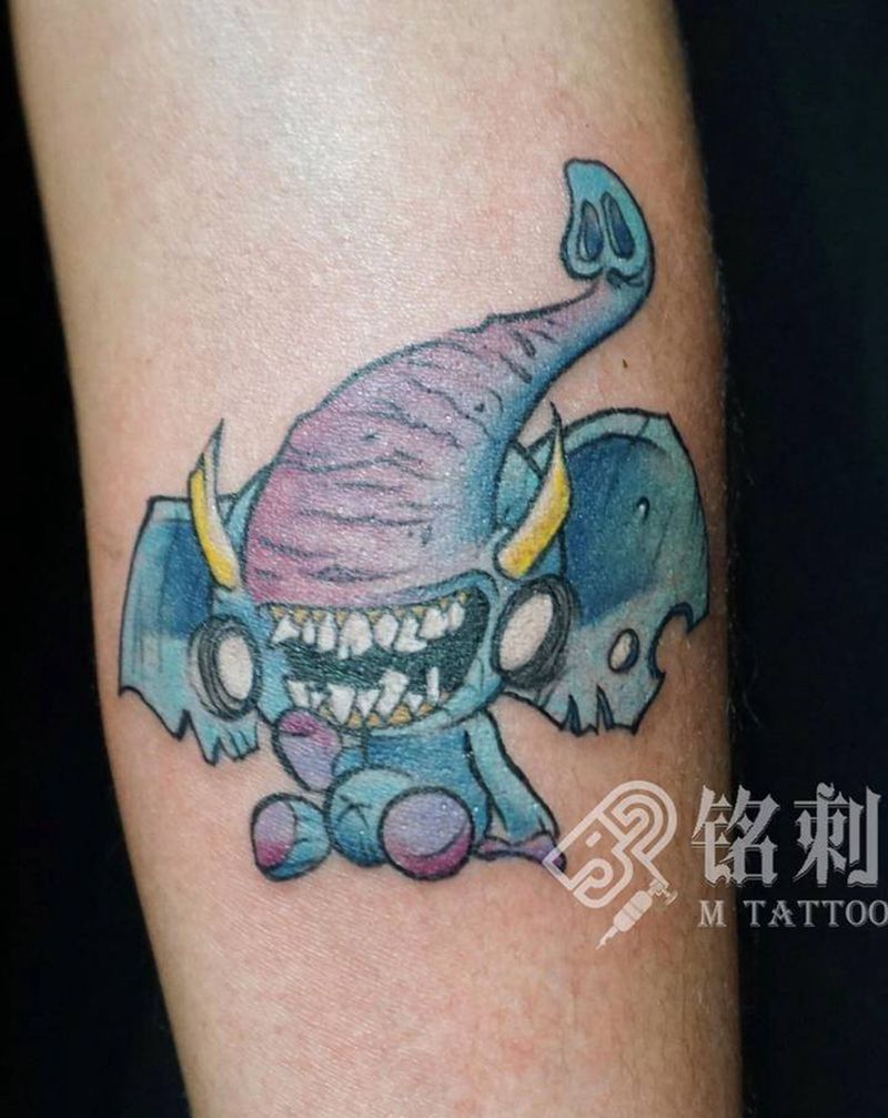 小怪兽纹身图片_手臂New School纹身图案