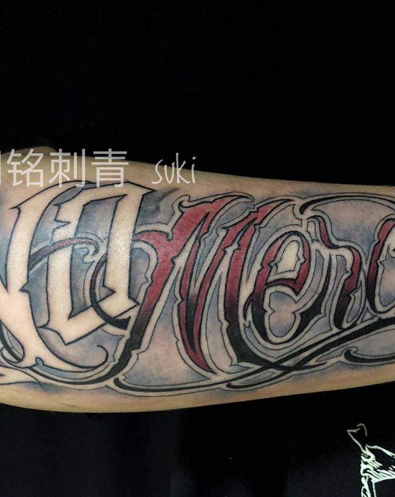 奇卡诺花体纹身图片_手臂Old SchoolNew School纹身图案