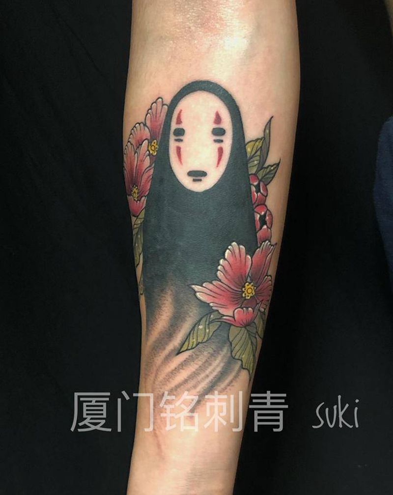 无脸男纹身图片_手臂Old School纹身图案