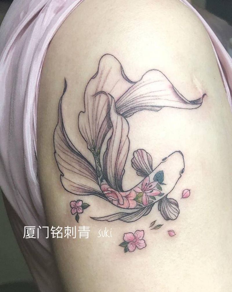鱼纹身图片_手臂小清新纹身图案