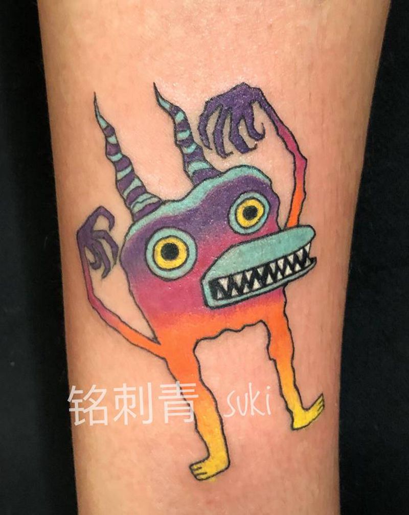 原创小怪兽纹身图片_手臂New School纹身图案