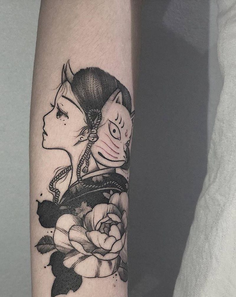 式神般若纹身图片_手臂纹身图案