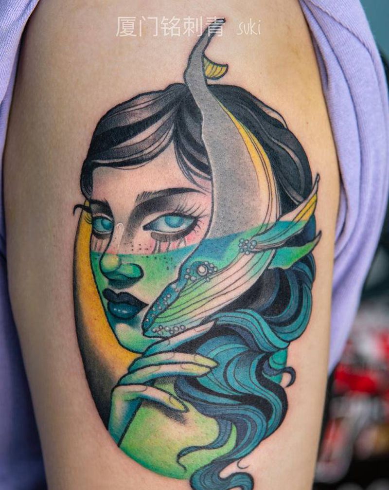 女郎纹身图片_New School纹身图案