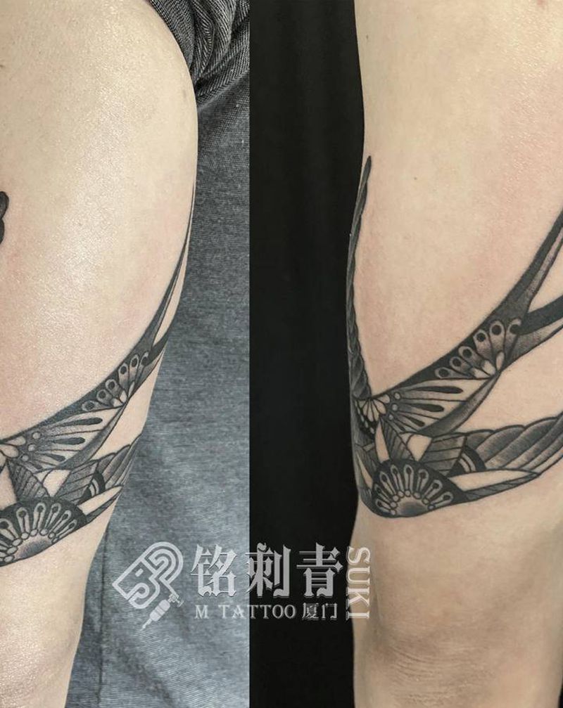 燕子纹身图片_手臂Old School纹身图案