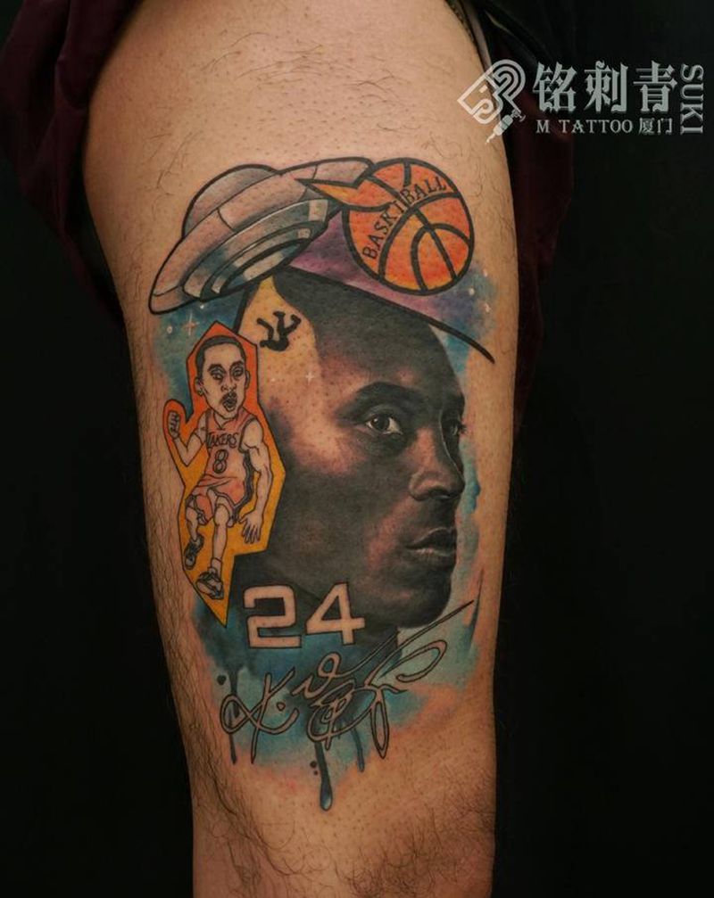 去篮球星的科比纹身图片_脚部New School欧美写实原创纹身图案