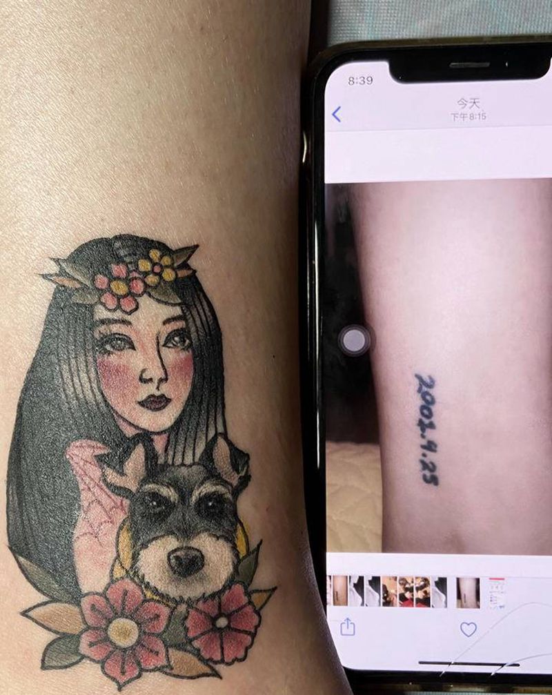 遮盖纹身图片_腿部Old School纹身图案