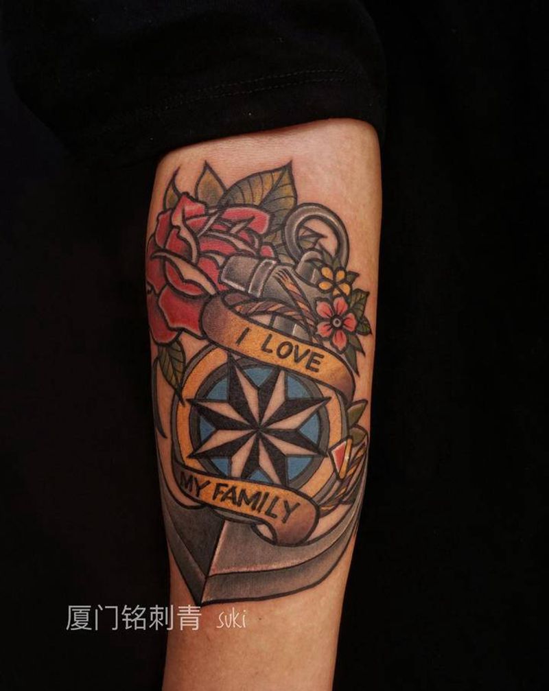 船锚纹身图片_手臂Old School纹身图案