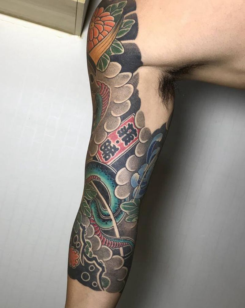 般若七分臂纹身图片_手臂手部老传统厦门小李刺青纹身图案