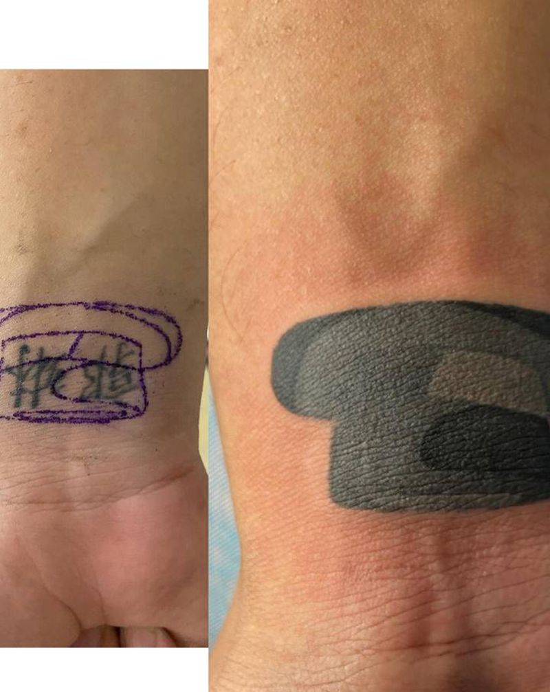 遮盖纹身图片_手部几何纹身图案