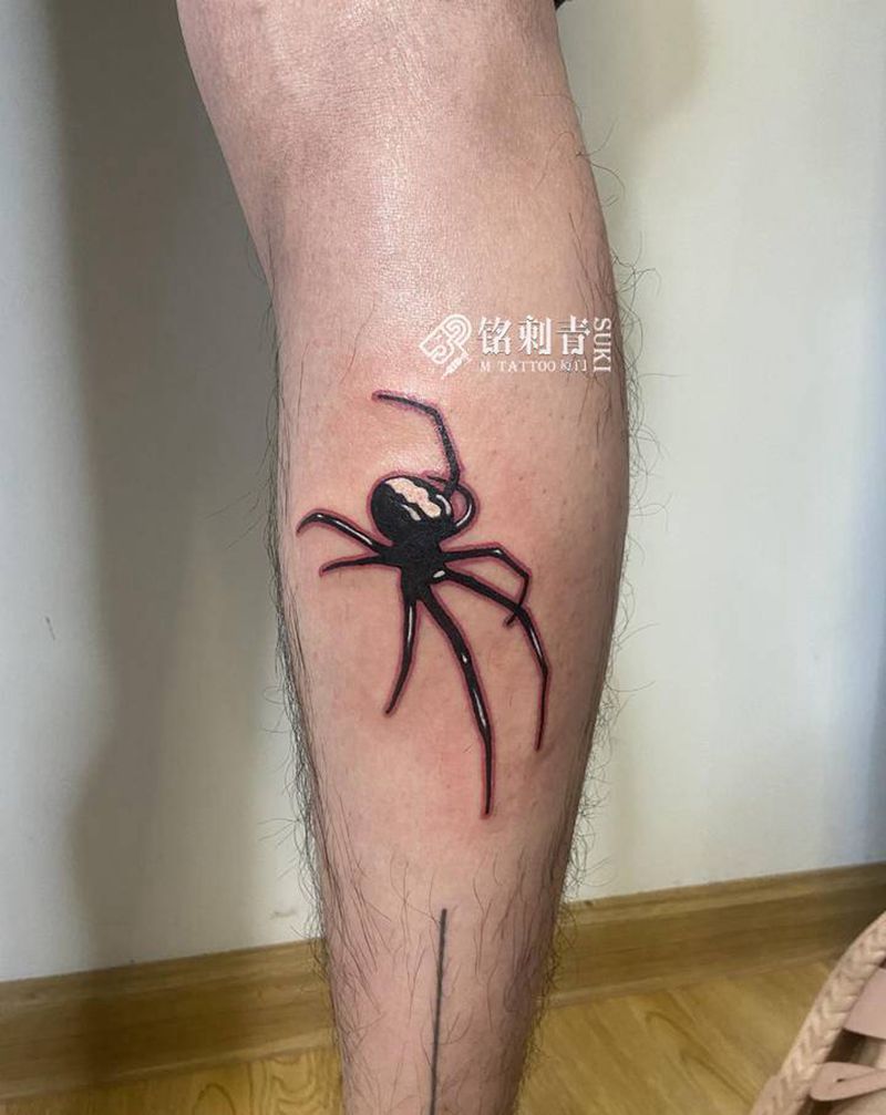 蜘蛛纹身图片_腿部Old School纹身图案