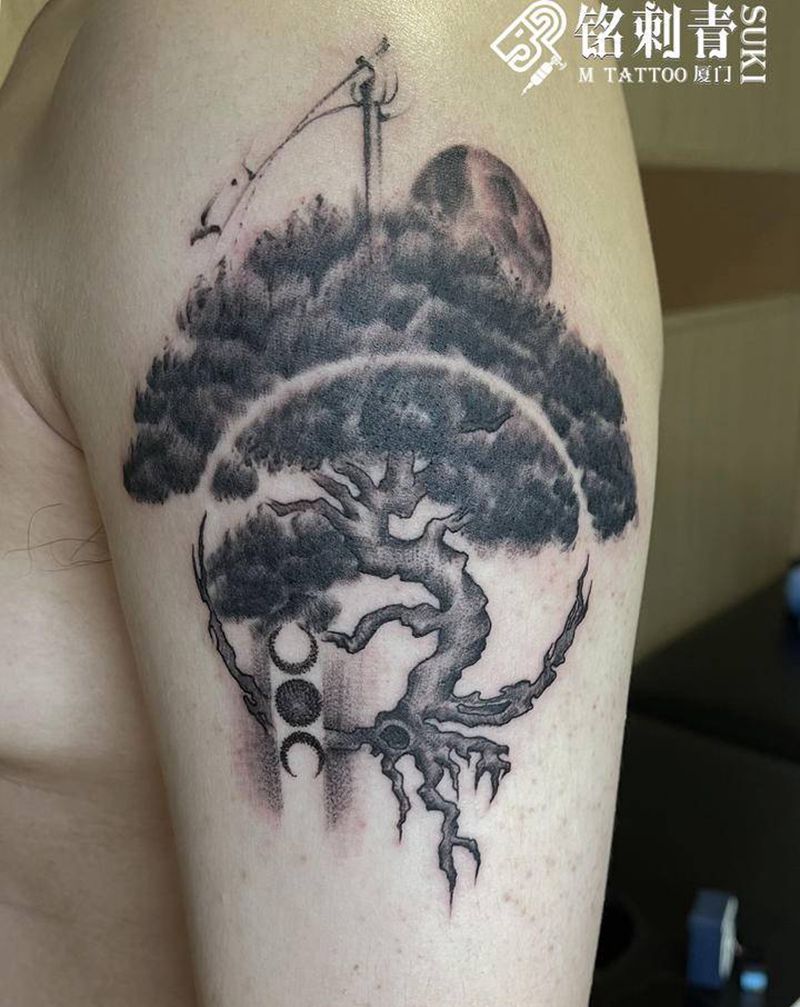 定做生命树纹身图片_手臂点刺纹身图案