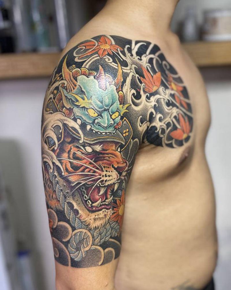 虎爷兜纹身图片_手部手臂新传统老传统厦门小李刺青半胛纹身图案