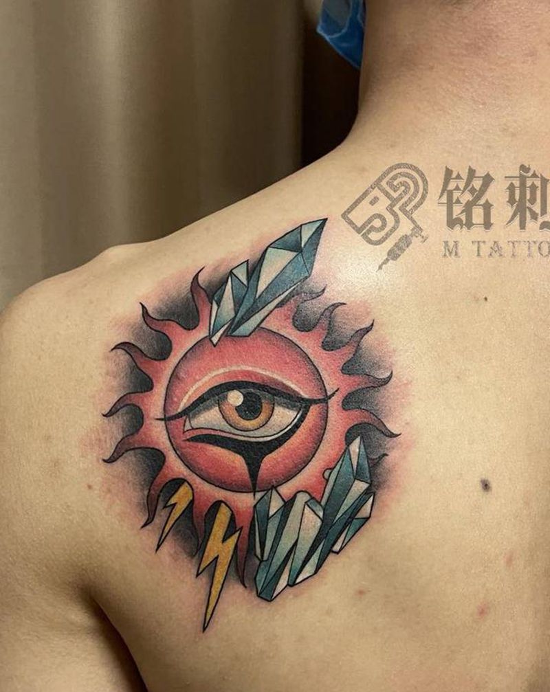 上帝之眼纹身图片_背部New School原创纹身图案