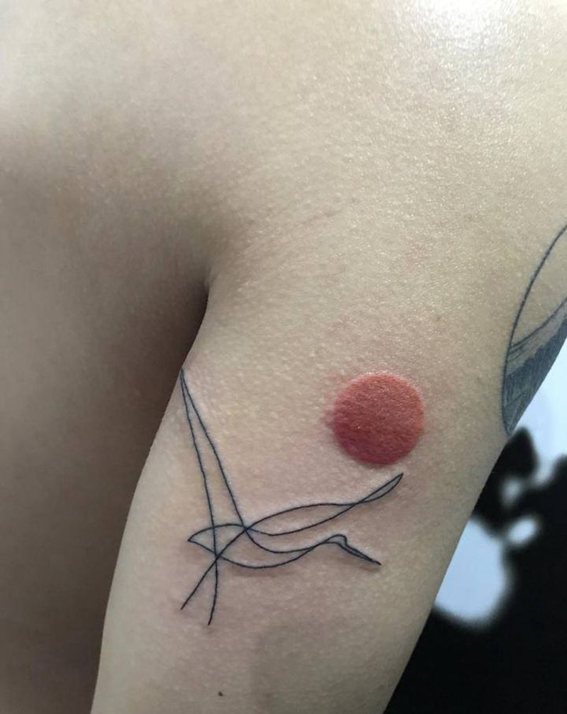 原创纹身图片_鹤纹身图案