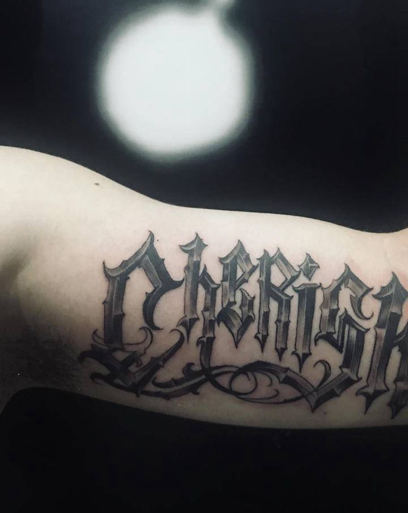 客带图纹身图片_花体纹身图案