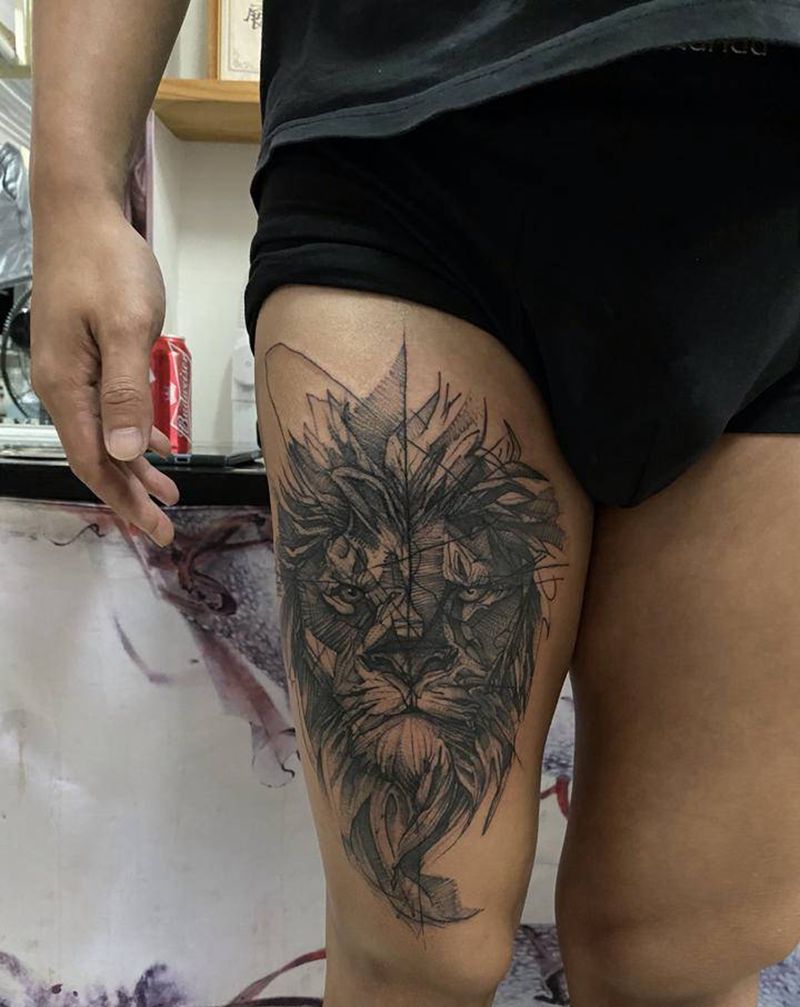 客选图纹身图片_腿部纹身图案