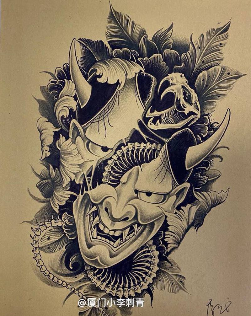 手稿纹身图片_新传统厦门小李刺青纹身图案
