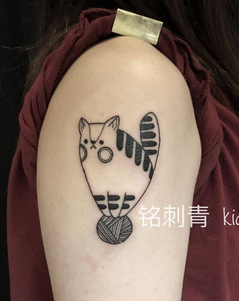 猫纹身图片_手臂卡通猫纹身图案