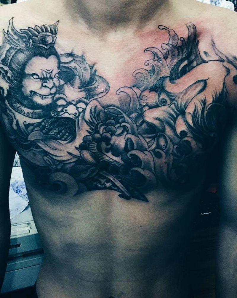 花胸，特价纹身图片_颈部手部New School花体字纹身图案