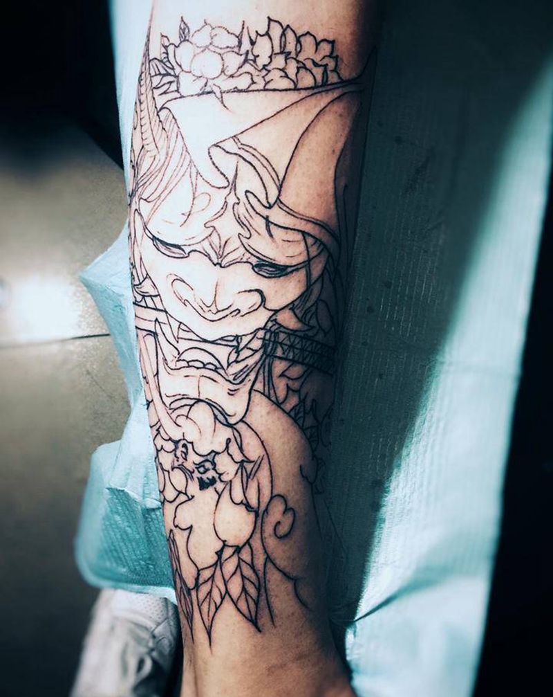 纹身能给你更大的勇气纹身图片_颈部新传统点刺纹身图案